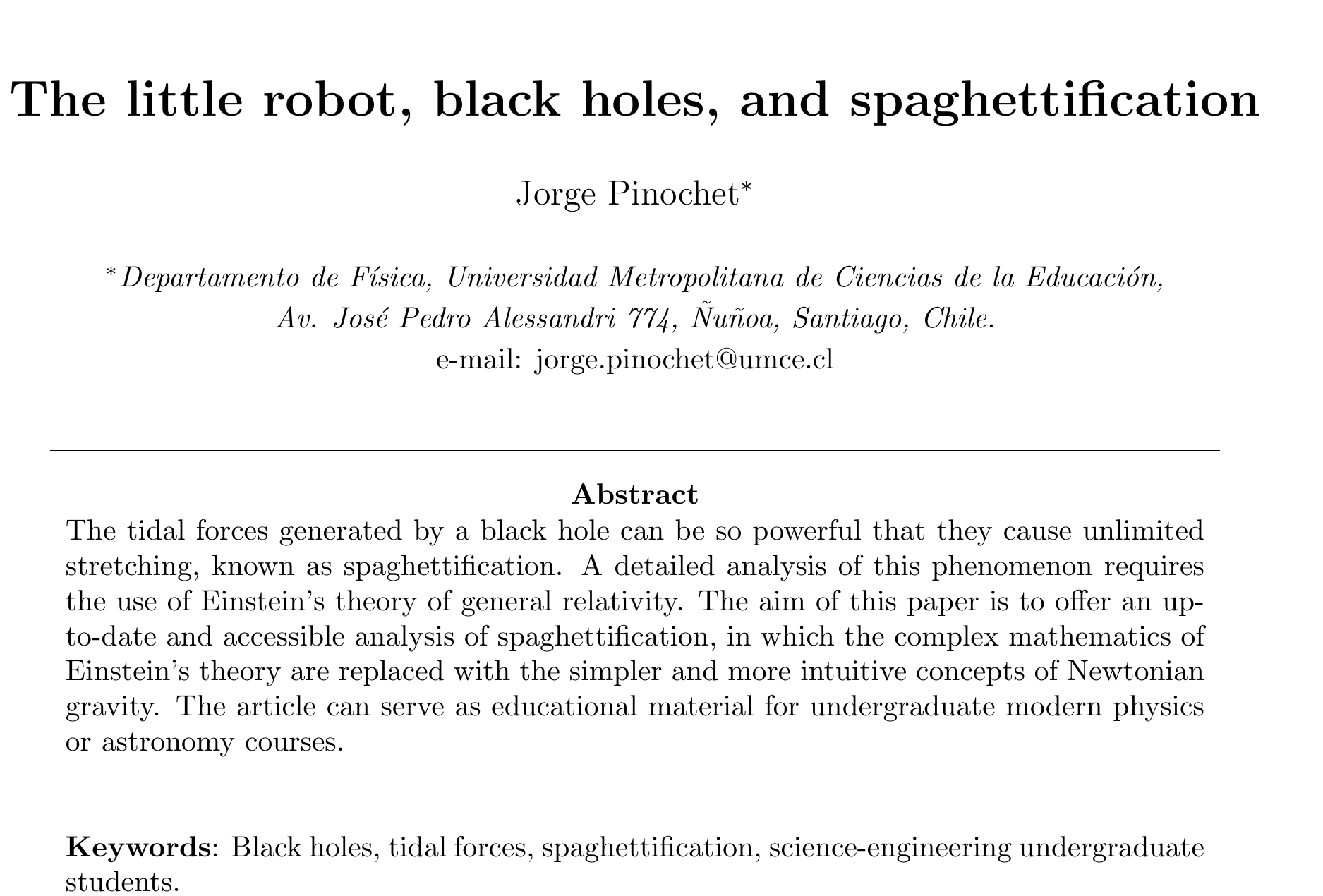 The little robot, black holes, and spaghettification